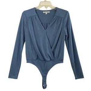 Green Envelope Womens Small‎ Bodysuit Blue Long Sleeve Wrap